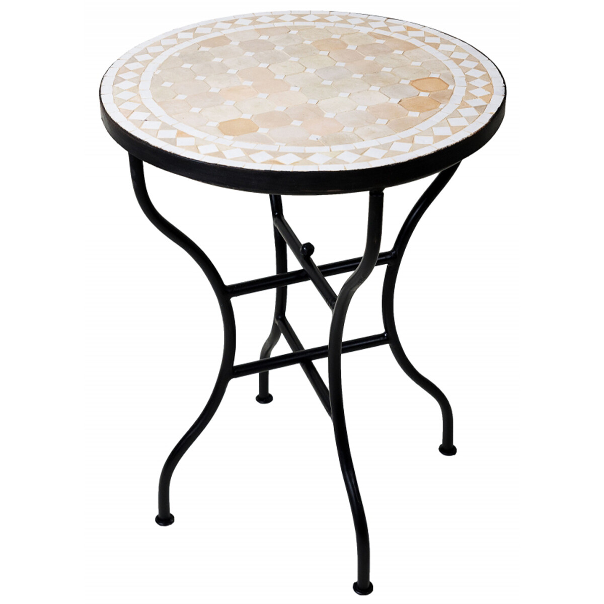 Marokkaanse mozaïektafel Marrakesh beige-wit Ø 6