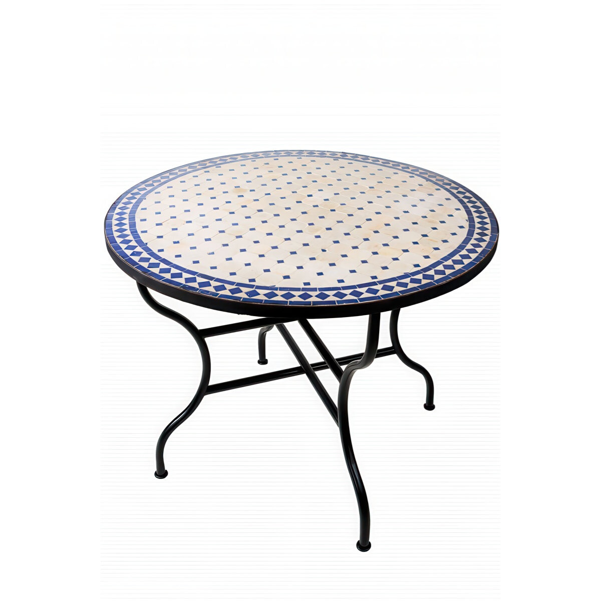 Marokkaanse mozaïektafel Marrakesh beige-blauw 100 cm |