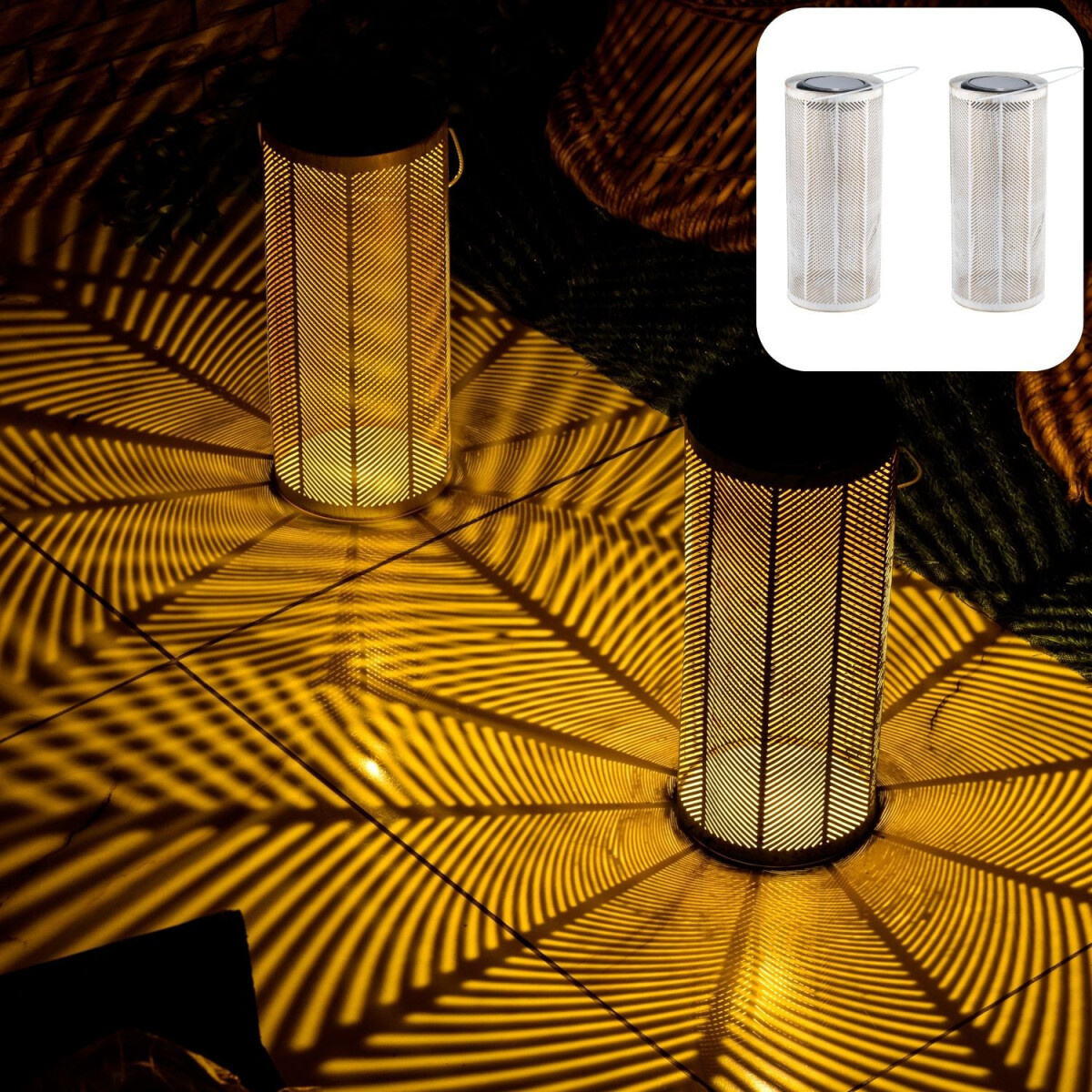 Set van 2 moderne zonne-lantaarns, decor box
