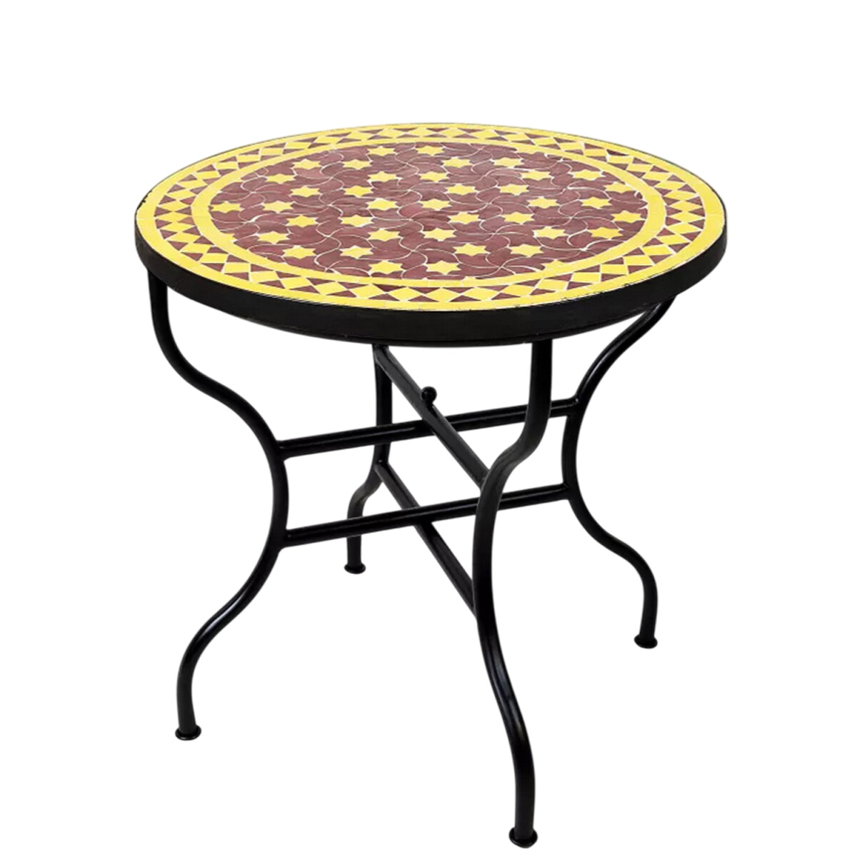 Marokkaanse mozaïektafel Estrella Bordeauxgeel 80 cm | 