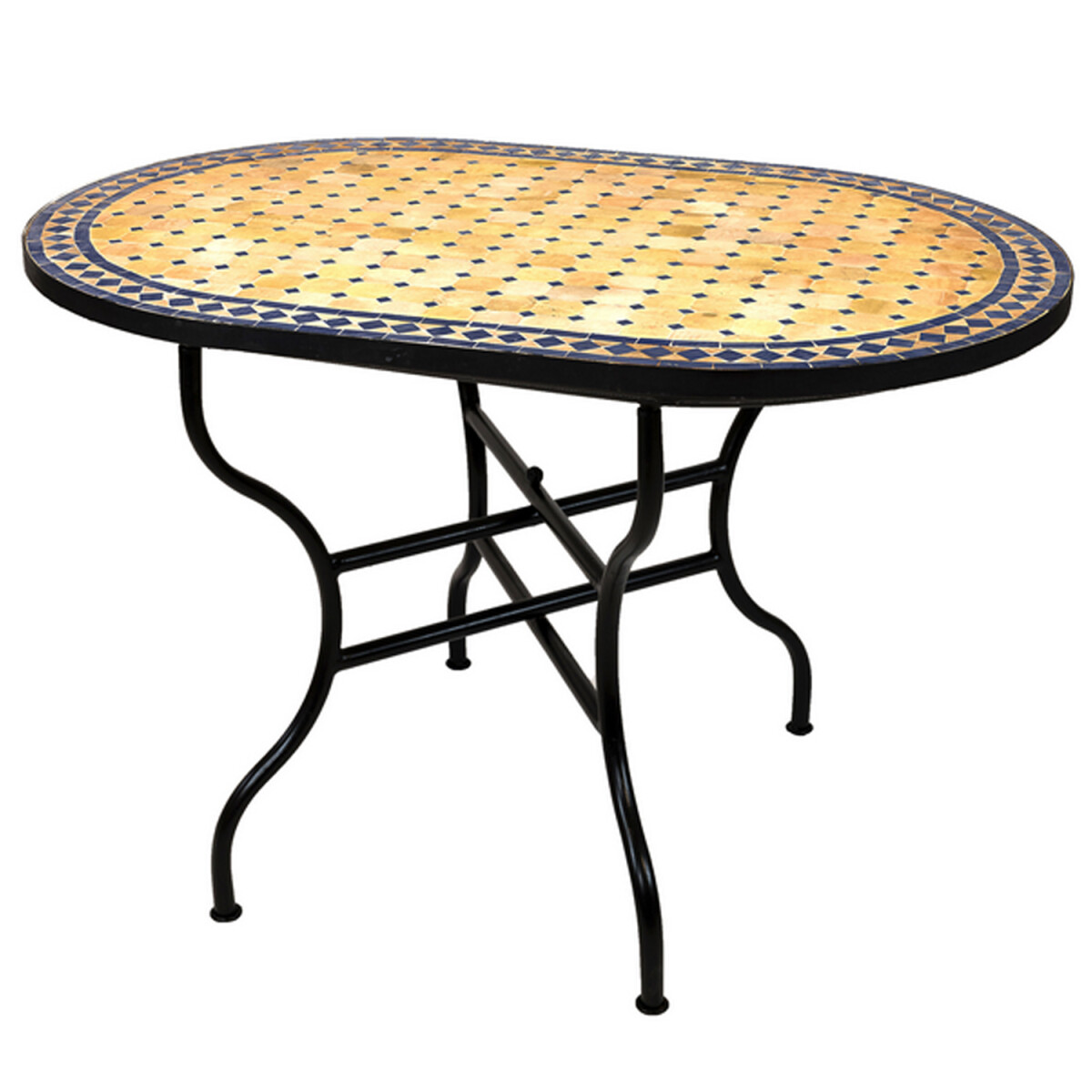Marokkaanse mozaïektafel Marrakesh beige-blauw 100x60 c