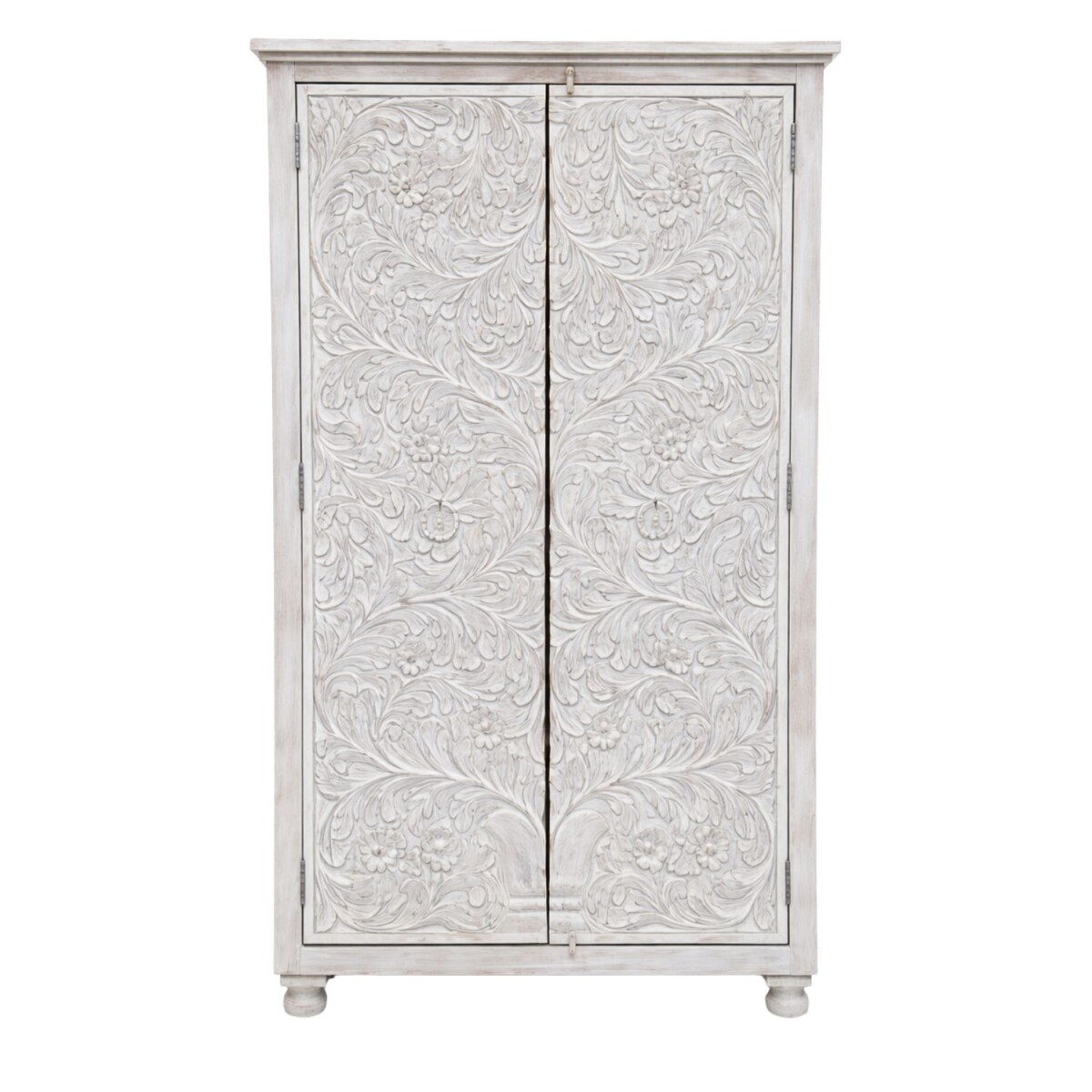 Handgemaakt hoogkast Ramzo van massief hout, boho-vintage