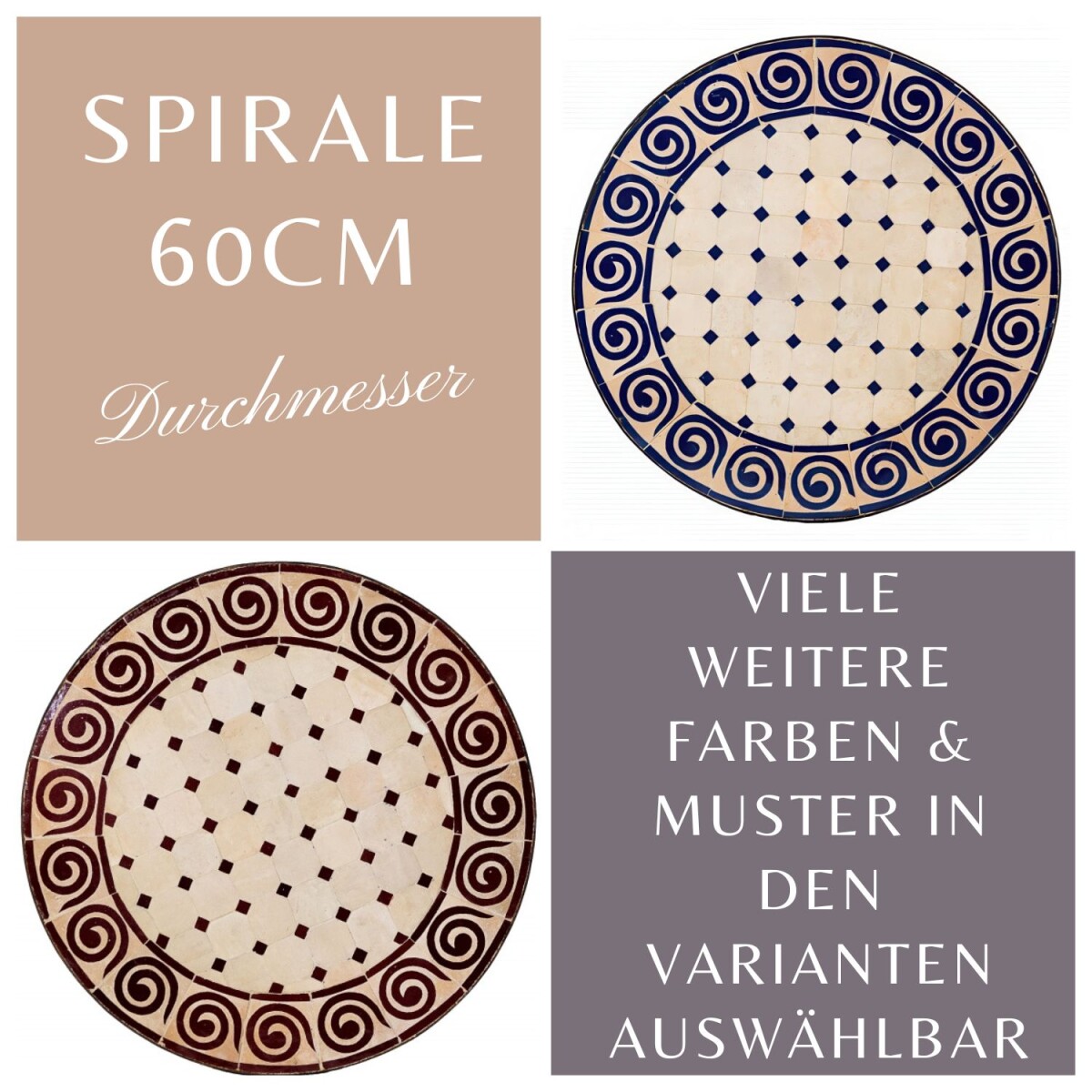 Marokkaanse mozaïektafel Spiraal Ø60 cm | Handge