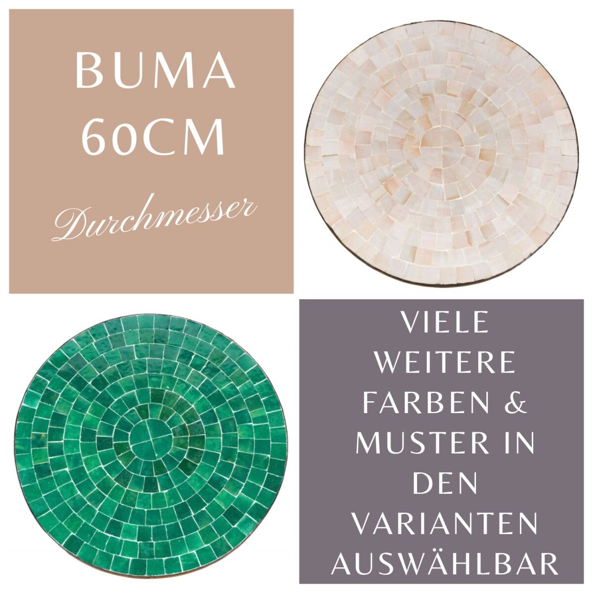 Marokkaanse mozaïektafel Buma Ø60 cm | Handgemaa