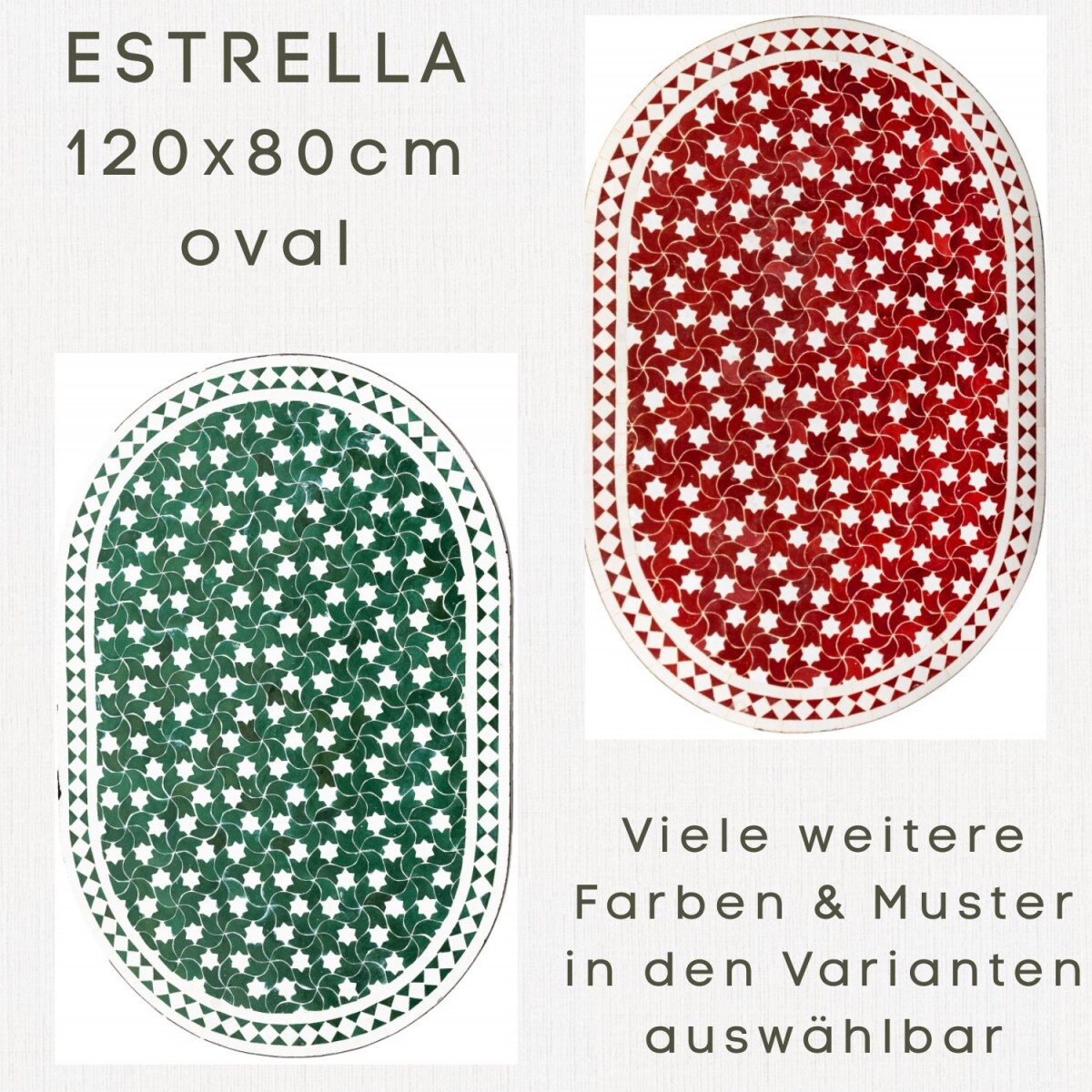 Marokkaanse mozaïektafel Estrella 120x80 cm | Handgemaa